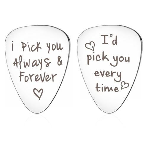 PATPAT® 2Pcs Guitar Picks Couple Guitar Picks Gift Engraved 'I Pick You Always Forever & I'd Pick You Everytime'Guitar Picks Stainless Steel Acoustic Guitar Picks Music Gift PATPAT® 2Pcs Guitar Picks Couple Guitar Picks Gift Engraved 'I Pick You Always Forever & I'd Pick You Everytime'Guitar Picks Stainless Steel Acoustic Guitar Picks Music Gift